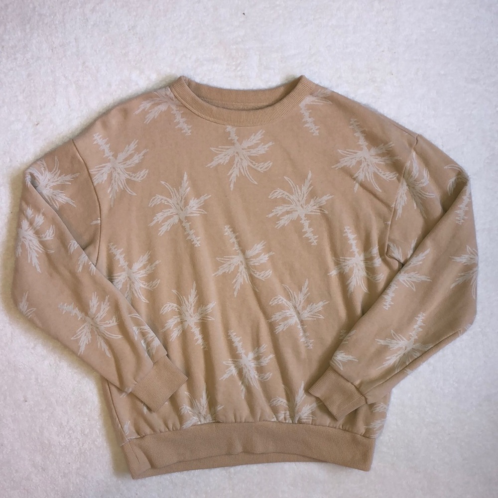 Billabong Nude Tan Palm Tree Graphic Crewneck Sweatshirt